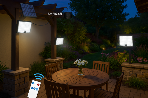 LED Solar Light with PIR Motion Sensor & Remote – IP65 Waterproof