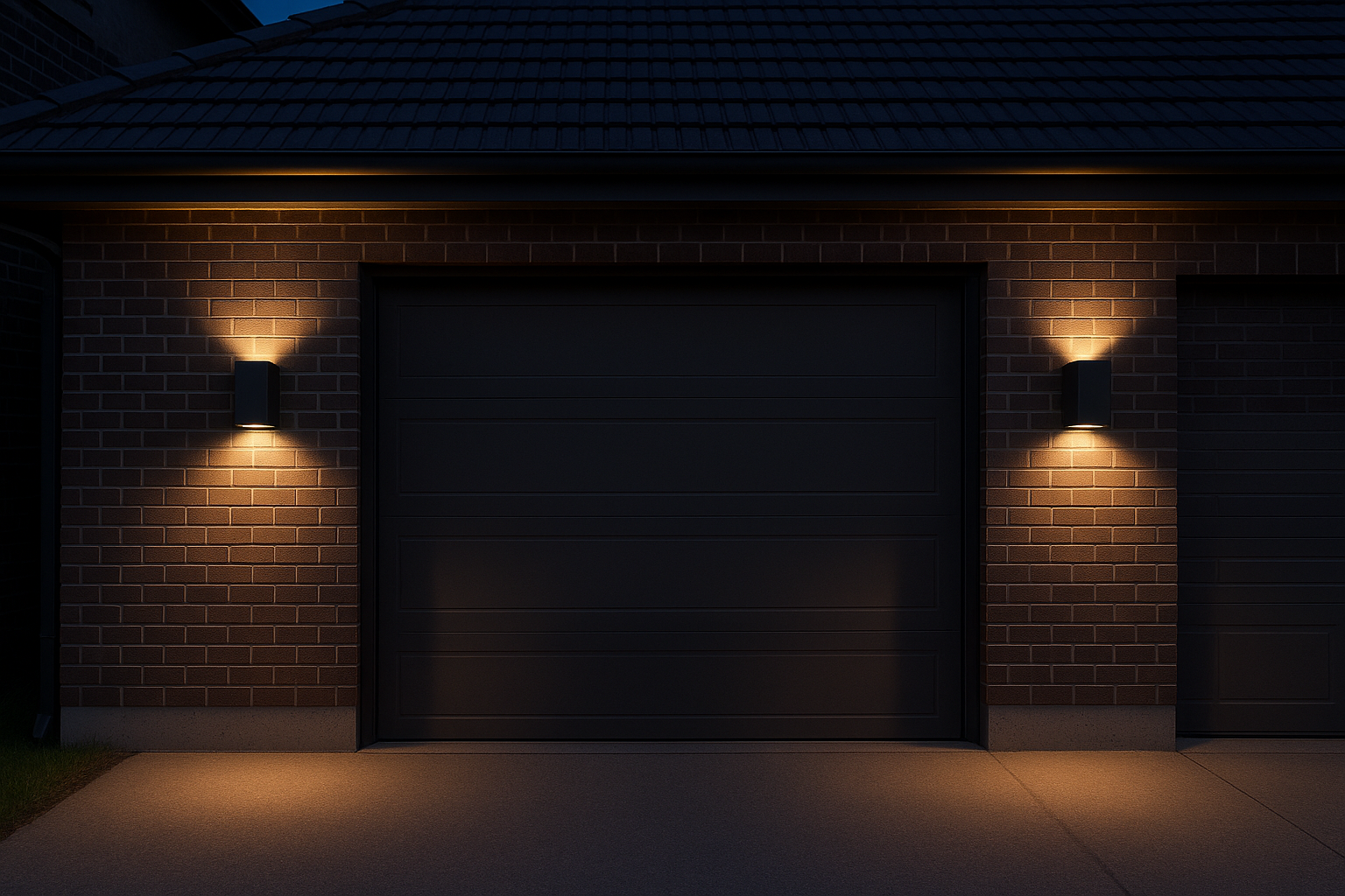 2 x Outdoor Wall Lights – Mains Powered, Black Aluminum Up & Down Sconces