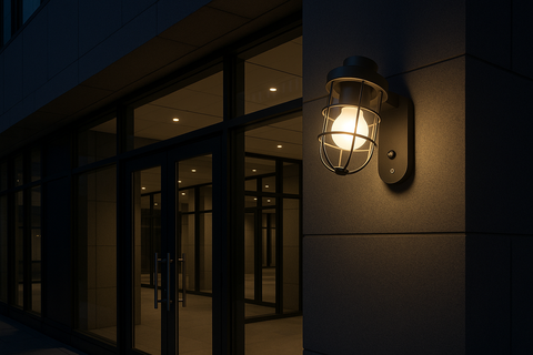 Outdoor PIR Motion Sensor Wall Lantern – Black
