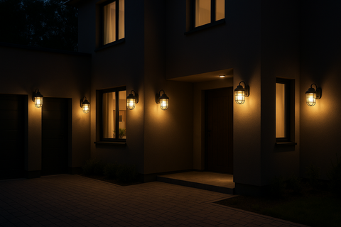 Outdoor PIR Motion Sensor Wall Lantern – Black