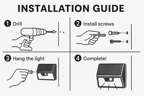 Pack of 6 LED Solar Powered Security Light - PIR Motion Sensor, IP65