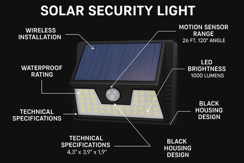 Pack of 6 LED Solar Powered Security Light - PIR Motion Sensor, IP65