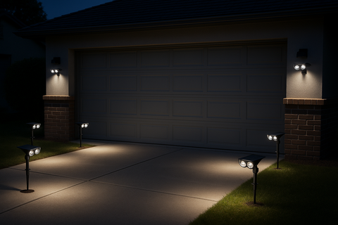 Pack of 2 LED PIR Motion Sensor Stake Lights – Solar Outdoor Garden Lights