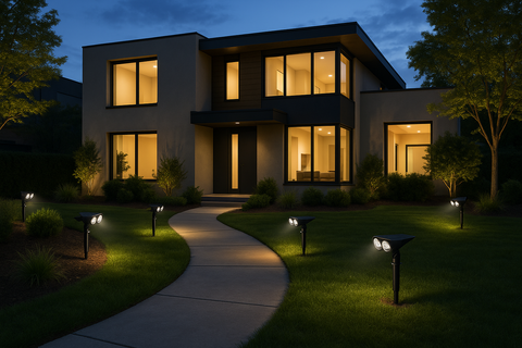 Pack of 2 LED PIR Motion Sensor Stake Lights – Solar Outdoor Garden Lights