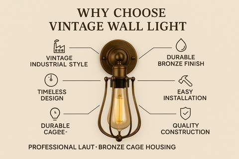 Vintage Wall Light – Retro Industrial Cage Wall Sconce