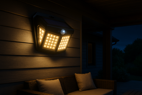 128 LED PIR Motion Sensor Outdoor Garden Security Lamp