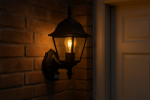 Outdoor PIR Wall Lantern Sensor Light – 4-Sided Motion Security – Black
