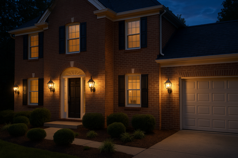 Outdoor PIR Wall Lantern Sensor Light – 4-Sided Motion Security – Black