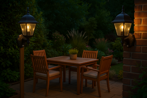 Outdoor PIR Wall Lantern Sensor Light – 4-Sided Motion Security – Black