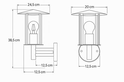 Modern Outdoor IP44 Lantern Style Wall Porch Light – Black or Stainless Steel