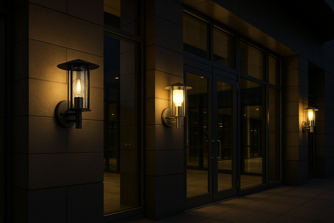 Modern Outdoor IP44 Lantern Style Wall Porch Light – Black or Stainless Steel