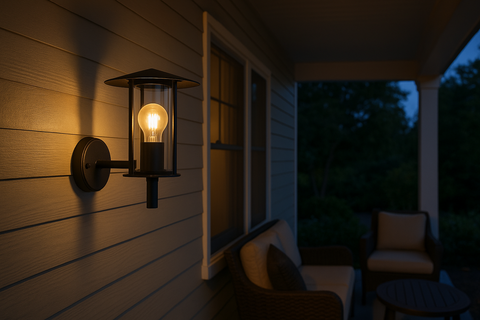 Modern Outdoor IP44 Lantern Style Wall Porch Light – Black or Stainless Steel