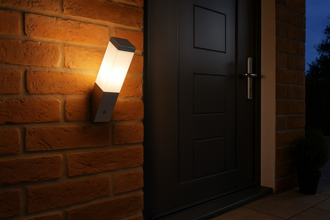 Stainless Steel Dusk Till Dawn Outdoor LED Wall Light – Angled Design