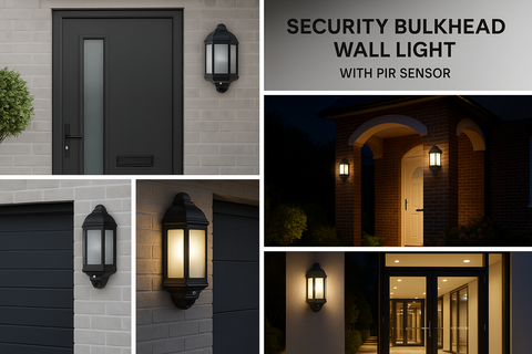 Modern Outdoor Security Bulkhead Wall Light with PIR Sensor
