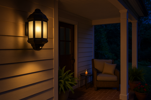 Modern Outdoor Security Bulkhead Wall Light with PIR Sensor