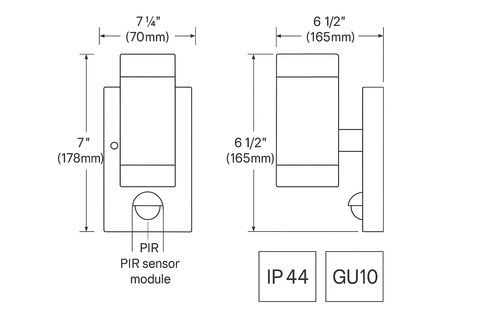 Motion Sensor Outdoor Wall Light – IP44 Rated – 35W – Porch Security Lighting