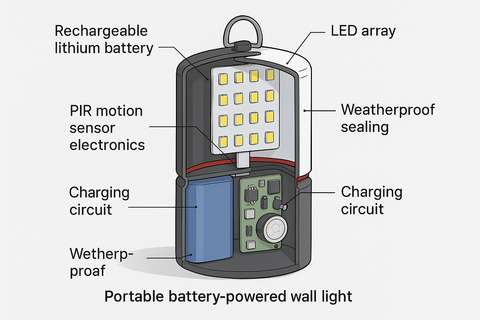 Battery-Operated Outdoor Wall Light with PIR Sensor