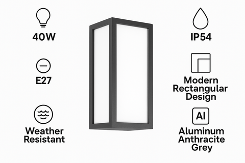 40W Outdoor Wall Light – E27 Waterproof Aluminum Lamp