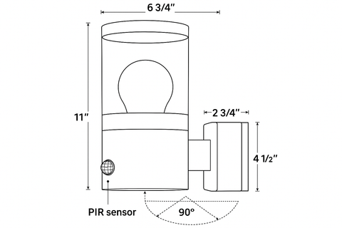 Modern Black Outdoor PIR Motion Sensor Wall Light – IP44