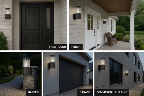 Modern Black Outdoor PIR Motion Sensor Wall Light – IP44