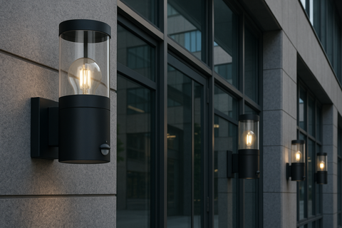 Modern Black Outdoor PIR Motion Sensor Wall Light – IP44