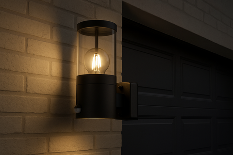 Modern Black Outdoor PIR Motion Sensor Wall Light – IP44