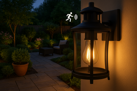 Vintage PIR Motion Sensor Wall Lantern – Black