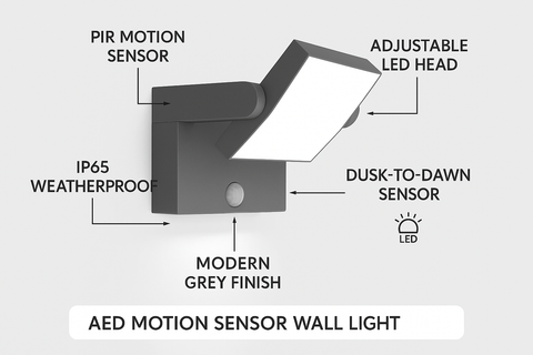 Outdoor PIR Motion Sensor Wall Lantern IP44 Waterproof Light
