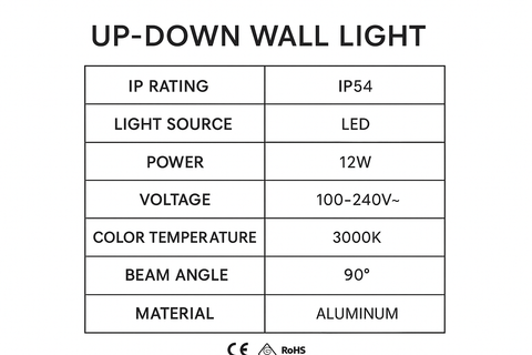 Up & Down Garden Wall Light Waterproof