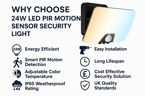 24W LED PIR Motion Sensor Security Light – Outdoor Wall Light