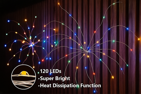 Pack of 4 LED Solar Powered Firework String Light