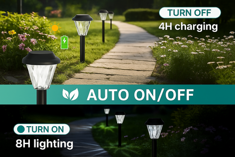 Modern LED Solar Powered Stake Light – Auto On/Off Outdoor Lights