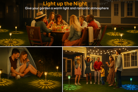 Pack of 8 LED RGB Solar Powered Lights – 900mAh Battery, IP65 Waterproof