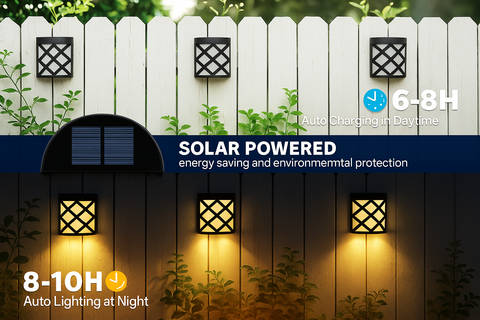 6 x LED Solar Powered Fence Wall Light – Outdoor Waterproof Warm White