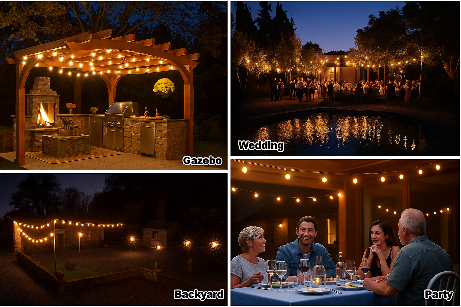 17M Connectable Outdoor Festoon Lights With Remote