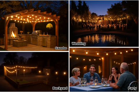 17M Connectable Outdoor Festoon Lights With Remote