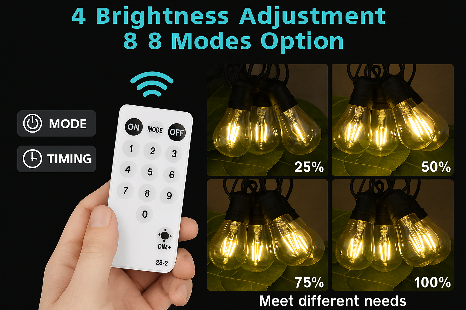 17M Connectable Outdoor Festoon Lights With Remote