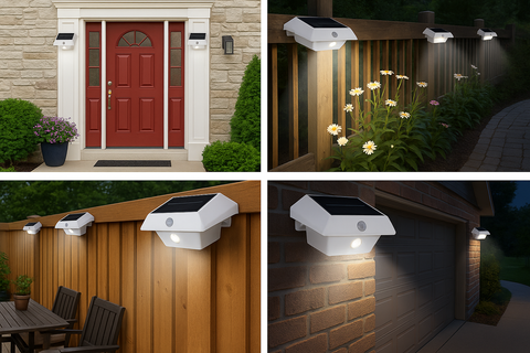 White Solar Powered 6 SMD LED Motion Sensor Gutter, Door, Wall & Fence Lights