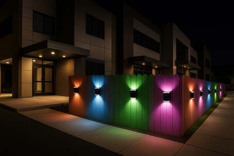 4x Colourful Solar Fence Lights – LED Outdoor Garden Lamps