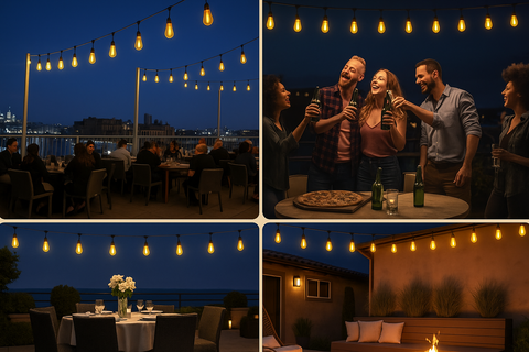 18.3M Festoon String Lights Outdoor With ST38 LED Bulbs