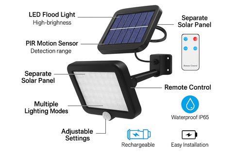 Solar PIR Motion Sensor Wall Light – LED Outdoor Flood Lamp