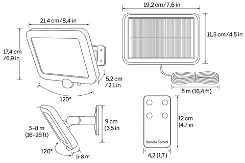 Solar PIR Motion Sensor Wall Light – LED Outdoor Flood Lamp