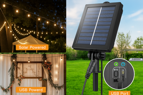 Solar Festoon Lights Outdoor 9M 20 G50 Bulbs – IP65