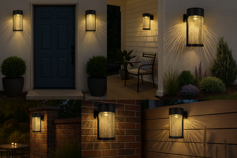 Modern 2x Outdoor Solar Fence Lights – LED Wall Lights