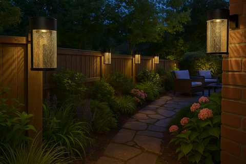 Modern 2x Outdoor Solar Fence Lights – LED Wall Lights