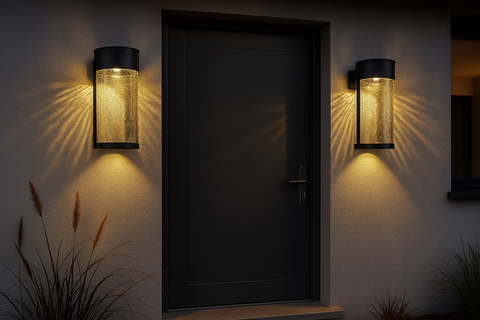 Modern 2x Outdoor Solar Fence Lights – LED Wall Lights
