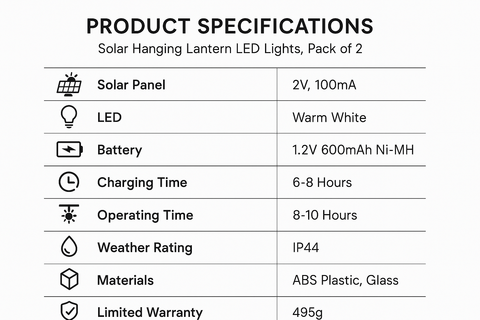 Pack of 2 Solar Hanging Lantern LED Lights – Outdoor Decorative