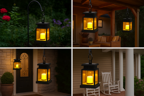 Pack of 2 Solar Hanging Lantern LED Lights – Outdoor Decorative