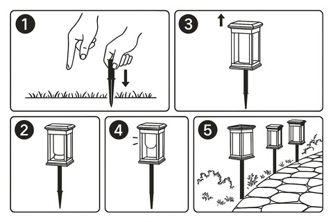 Pack of 4 Solar-powered lights with 800mAh battery for patio and pathway