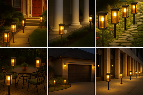 Pack of 4 Solar-powered lights with 800mAh battery for patio and pathway